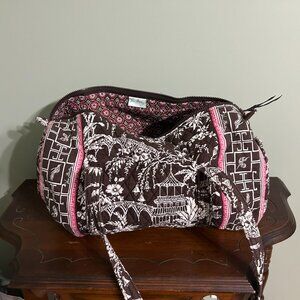 VERA BRADLEY " Imperial Toile" Duffel Bag ~ Brown Pagoda Quilted Tote - Retired